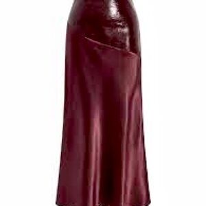 NWT Commence Burgundy Faux Leather Panel Satin Skirt - Small